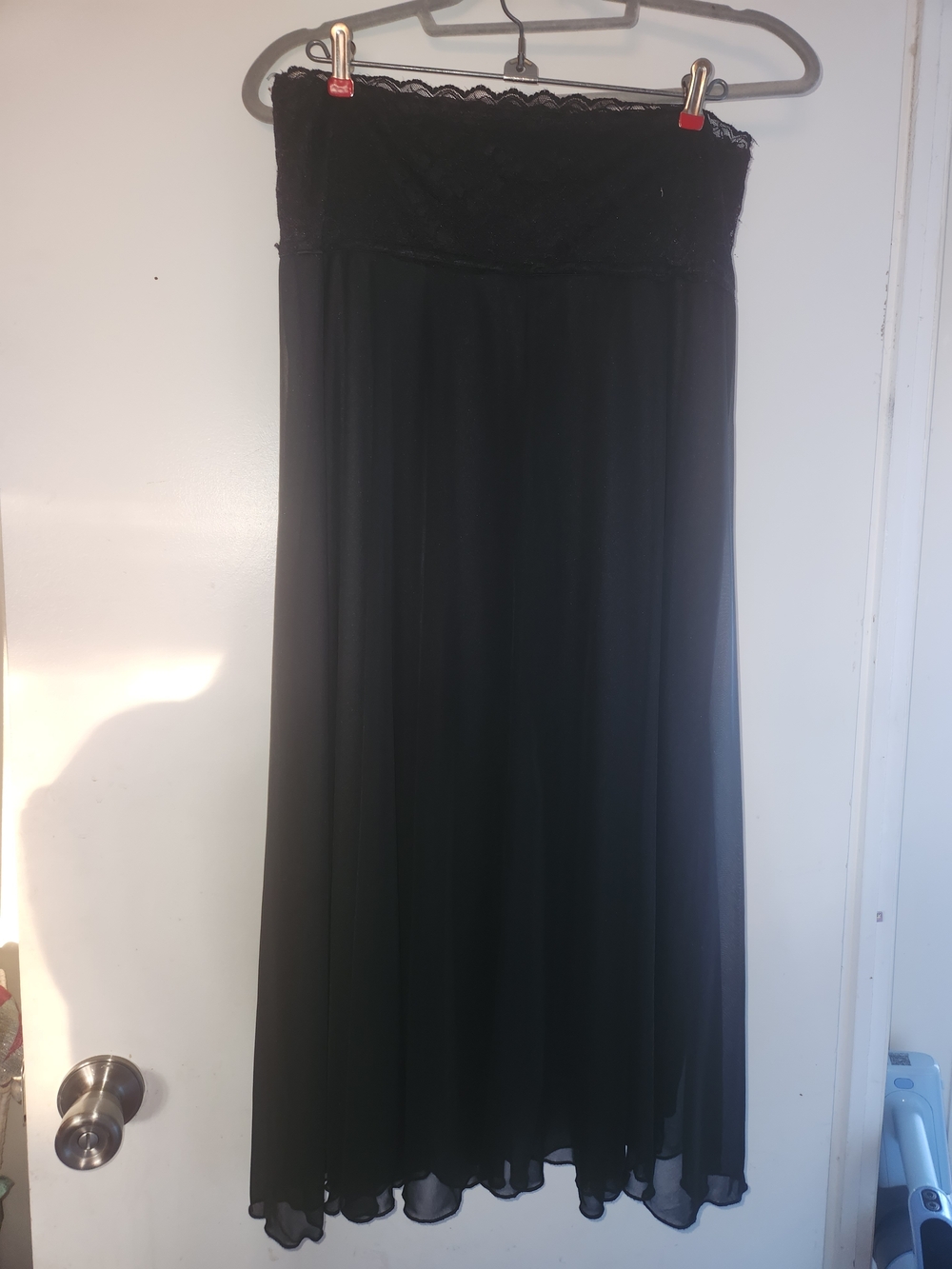 dressbarn Black Lace-Trim Maxi Skirt